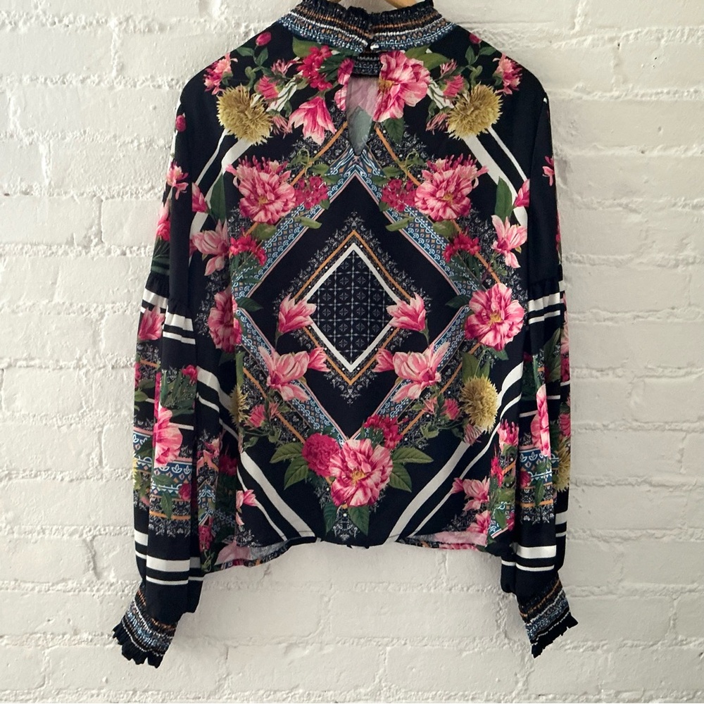 Jealous Tomato Long Sleeve Bright Printed Blouse Balloon Sleeve Chic Stylish - Picture 10 of 16